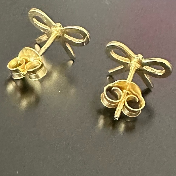 COPY - 14k Gold Dainty Bowtie Stud Earrings - Picture 7 of 8